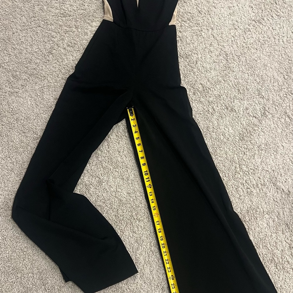 Alice + Olivia Black Wide-Leg Jumpsuit with Deep V-Neckline (FLAWED) - Picture 9 of 17